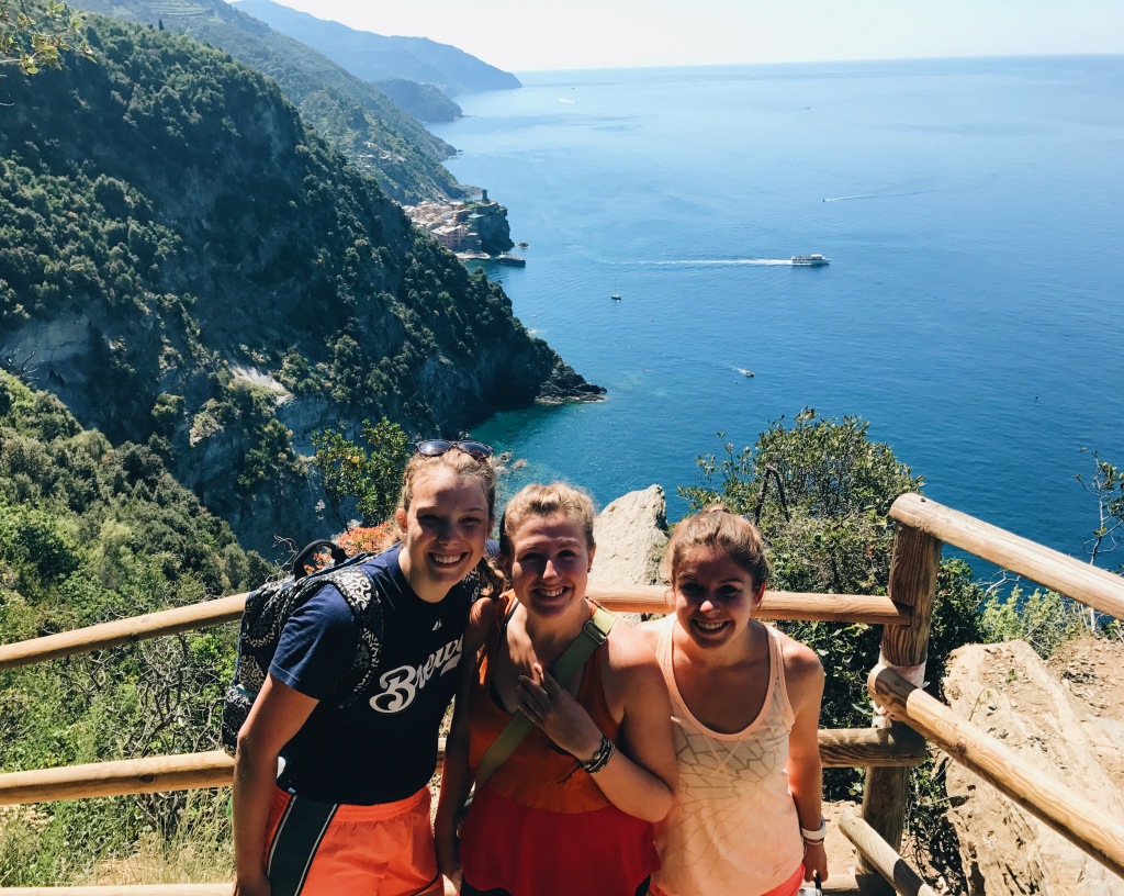Leah, Morgan, and I mid-hike in Cinque Terre.